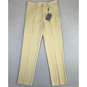 Principe Pants Mens 34x34 Raw Hem Beige‎ Cotton Twill Chino Flat Front NWT